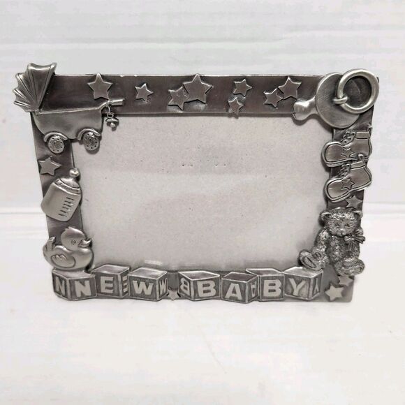 SIXTREES London New York Pewter New Baby Picture Frame - Picture 1 of 3
